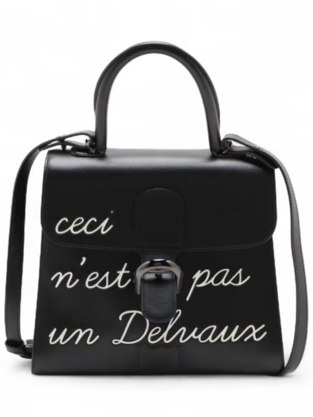 Delvaux Lumore MM Leather Two-Handbag Black x White